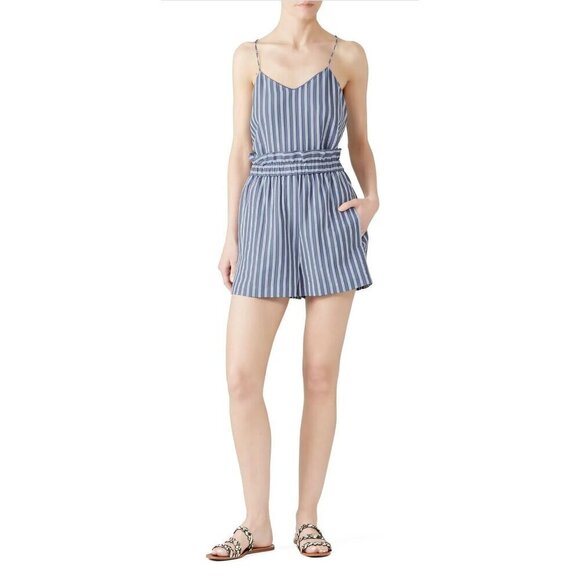 Tibi Striped Blue & White Pull On Shorts SZ S - Picture 1 of 10